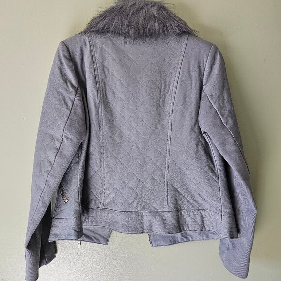 New Iman Leather Coat and Removable Faux Fur Trim Size  M - Picture 2 of 3